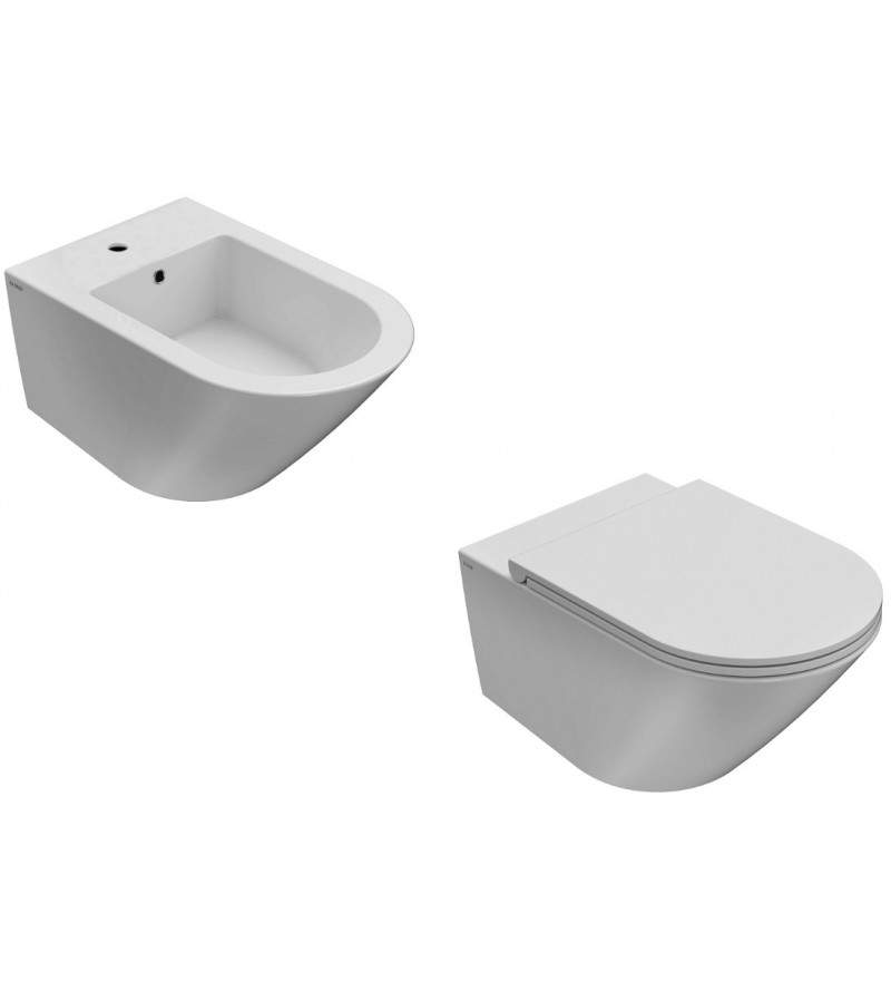 Pair of wall hung wc and bidet with dimensions 57x36 cm Globo Forty3 KITFORTY3BI