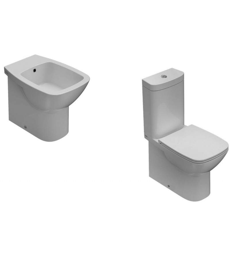 Bidet kit and monobloc toilet with back to wall installation Globo Daily KITDAILY3BI