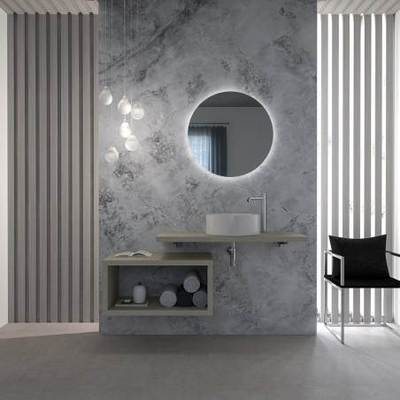 Mensola sospesa 1100 x 500 mm per lavabo da appoggio finitura grigio  cemento Ponsi Teo BETEOCTOPP1104