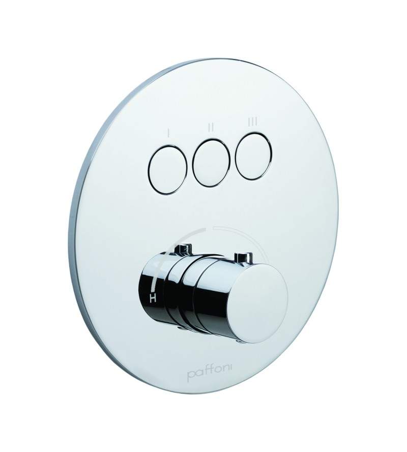 Partie extérieure pour mitigeur douche à encastrer 3 fonctions avec plaque ronde Paffoni Compact Box CPM019CR