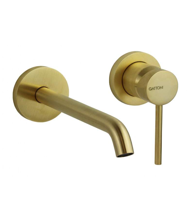 Wall mounted wash basin mixer in brushed gold Gattoni Easy 2337/23SG