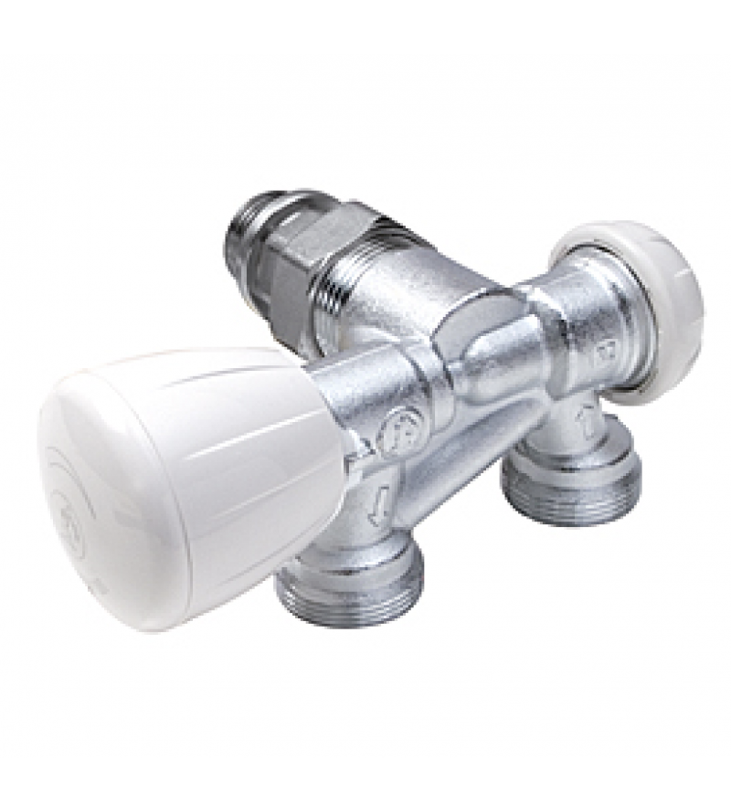 Angle micrometric valve with thermostatic option for single-pipe systems Giacomini R358M1