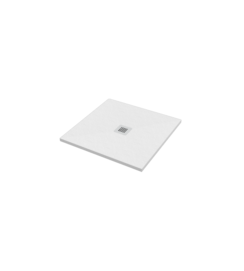Plato de ducha cuadrado 80x80 cm color blanco efecto piedra Ercos Stone BPMAROSTON8080
