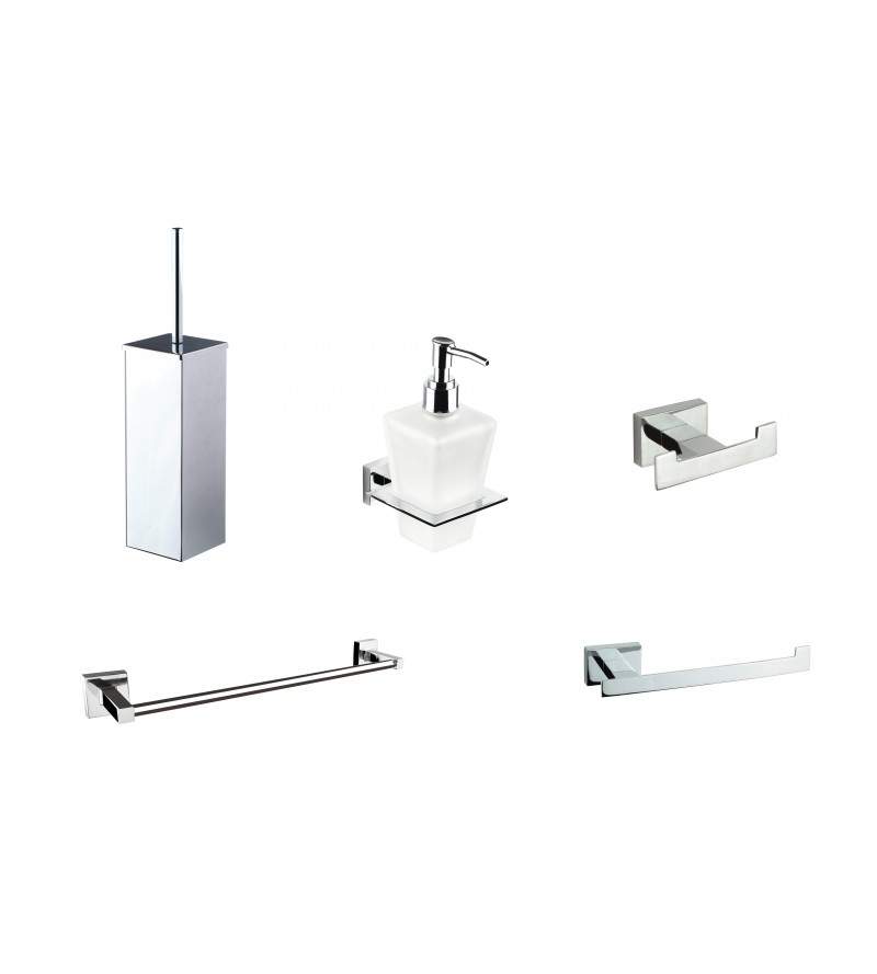 Kit d'accessoires de salle de bain en chrome et blanc I Crolla Zurigo KITZURIGO1