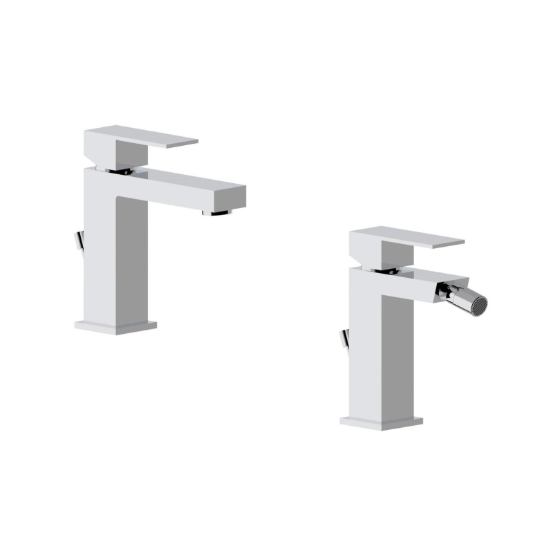 Chrome-colored washbasin and bidet mixers with 1''1/4 pop-up waste Ercos Italia R KITITALIAR1