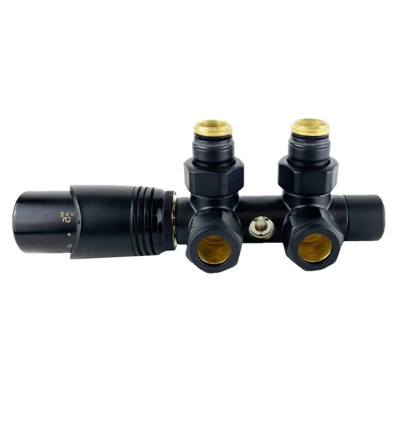 Matt black single-pipe valve with thermostatic option, right version Arteclima 4013NO