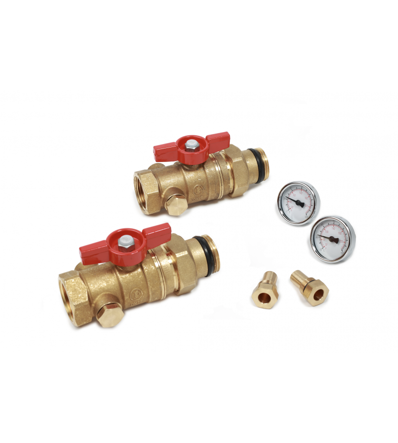 Couple of ball valves female-tail piece male connections Giacomini R250DST