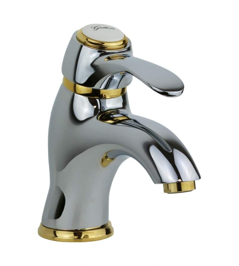 Chrome-gold color washbasin mixer with 1''1/4 pop-up waste Gattoni Antigua 3441/34CD