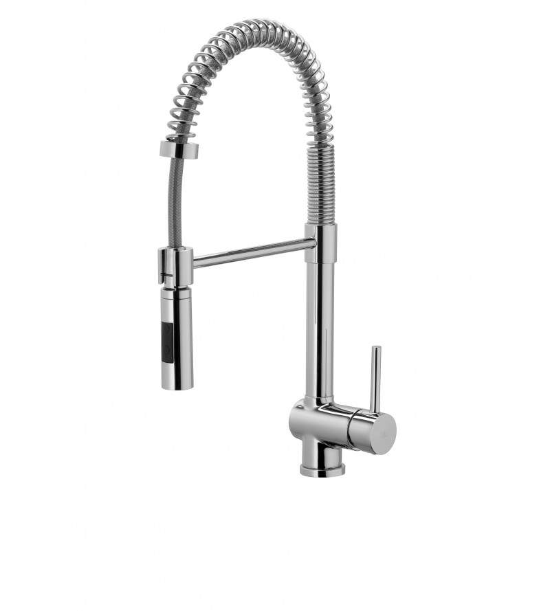 Kitchen sink mixer with flow limiter and 2-jet shower Paffoni Stick SK179CR
