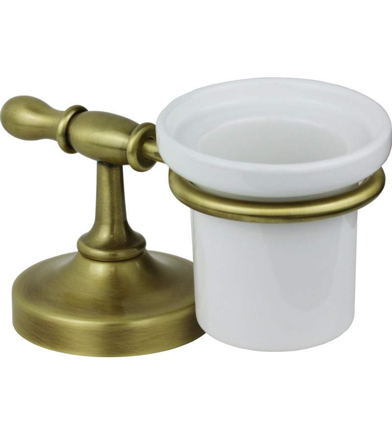 Porta bicchiere in colore bronzo e ceramica bianca Capannoli Serie900 913 CBZZ