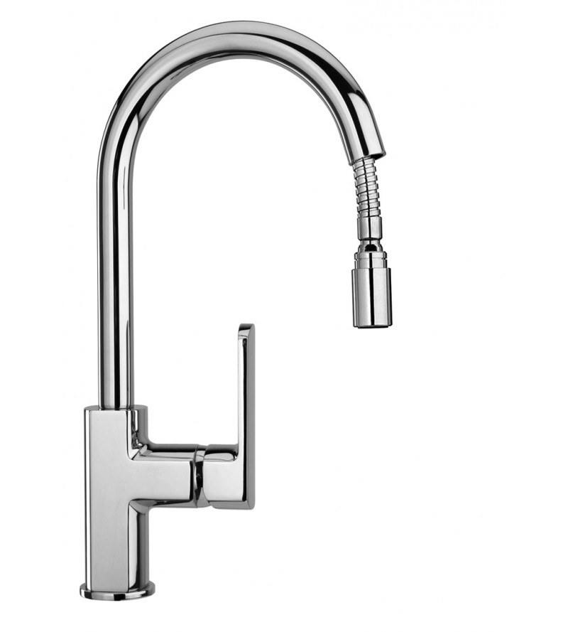 Kitchen sink mixer with pull-out shower Paini Ovo 86CR591