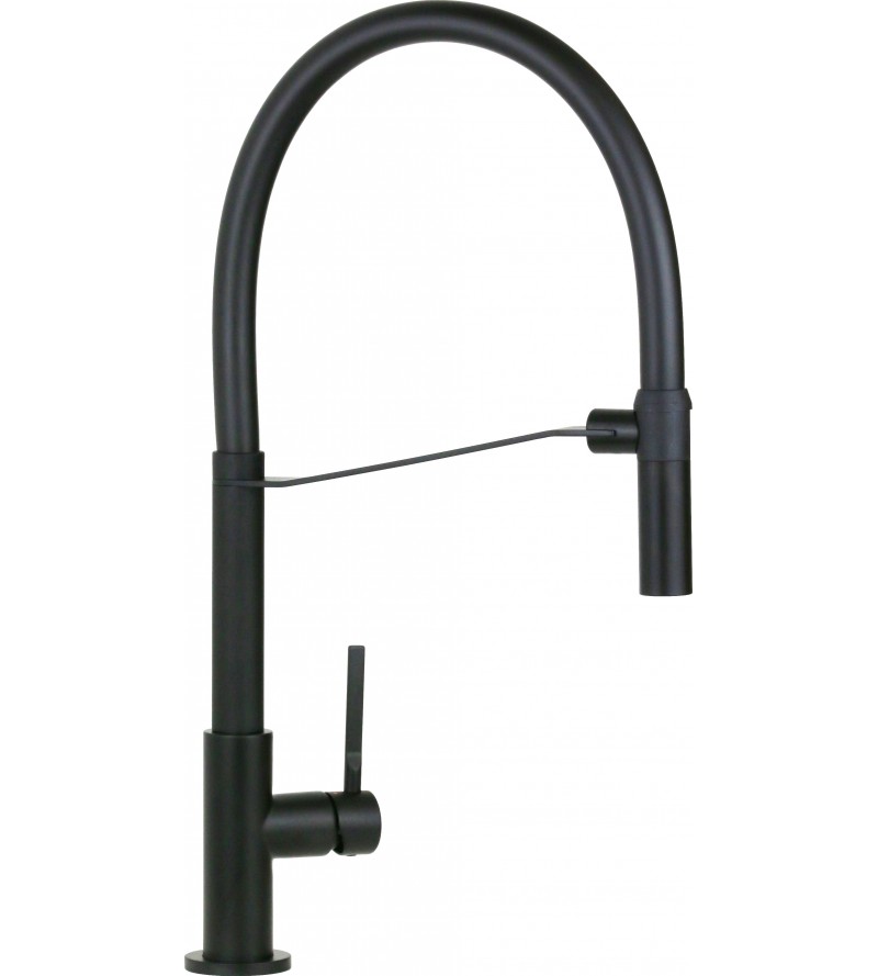 Kitchen sink mixer with pull-out shower in matt black Newform Maki 71850.01.093