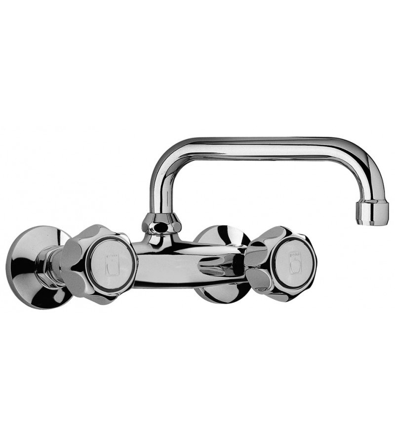 Wall mounted kitchen sink mixer with upper "U" spout Paini Arno 37CR502