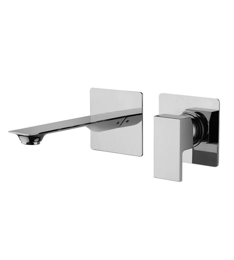 Wall-mounted washbasin mixer in chromed brass with 96x90 mm plates Paini Venti V2CR208