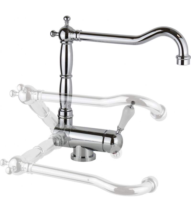 Kitchen sink mixer with folding barrel in retro style NICE 600034CR