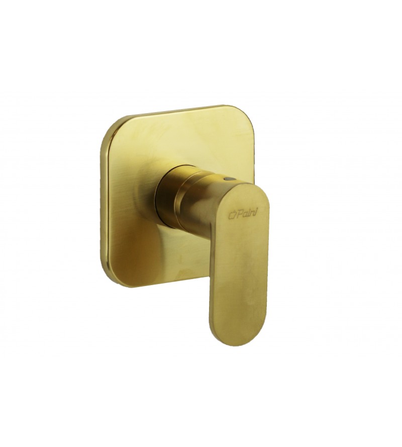 Built-in shower mixer in brushed gold color with plate 115x115 mm Paini Domus 18PJ690