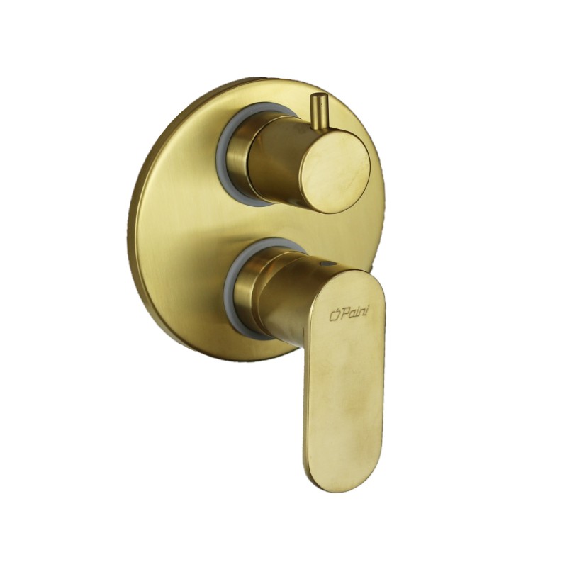 Built-in shower mixer with 2 outlets in brushed gold Paini Domus 18PJ6911