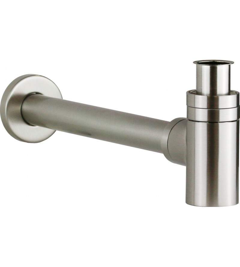 Lowered siphon for washbasin and bidet in brushed steel color Vicario 890/TC.07
