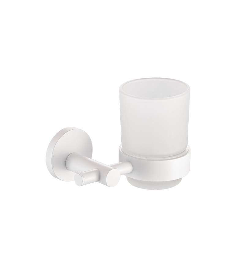 Wall-mounted toothbrush holder in matt white color Pollini Round AC0MSP003BO