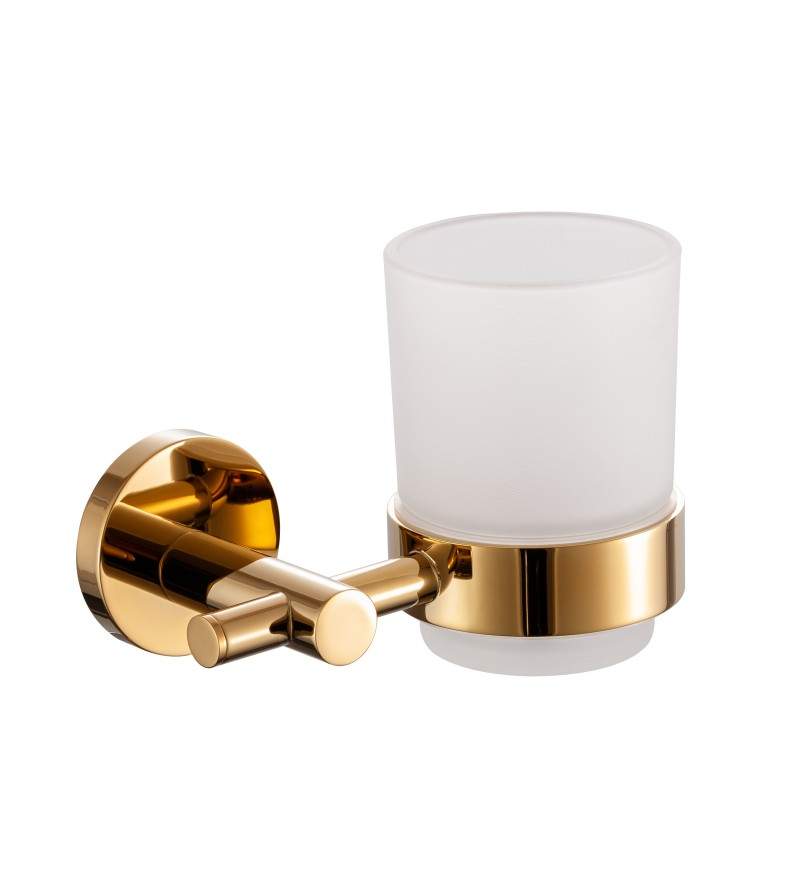 Wall-mounted toothbrush holder in gold color Pollini Round AC0MSP003DO