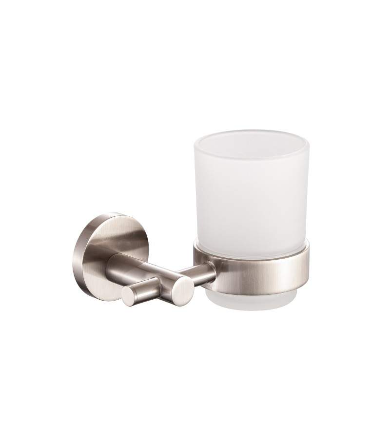 Wall-mounted toothbrush holder in brushed nickel color Pollini Round AC0MSP003NS