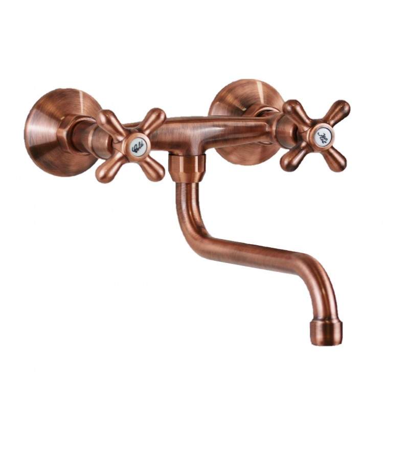 Wall-mounted kitchen sink faucet copper color color Gattoni 7550/RER0