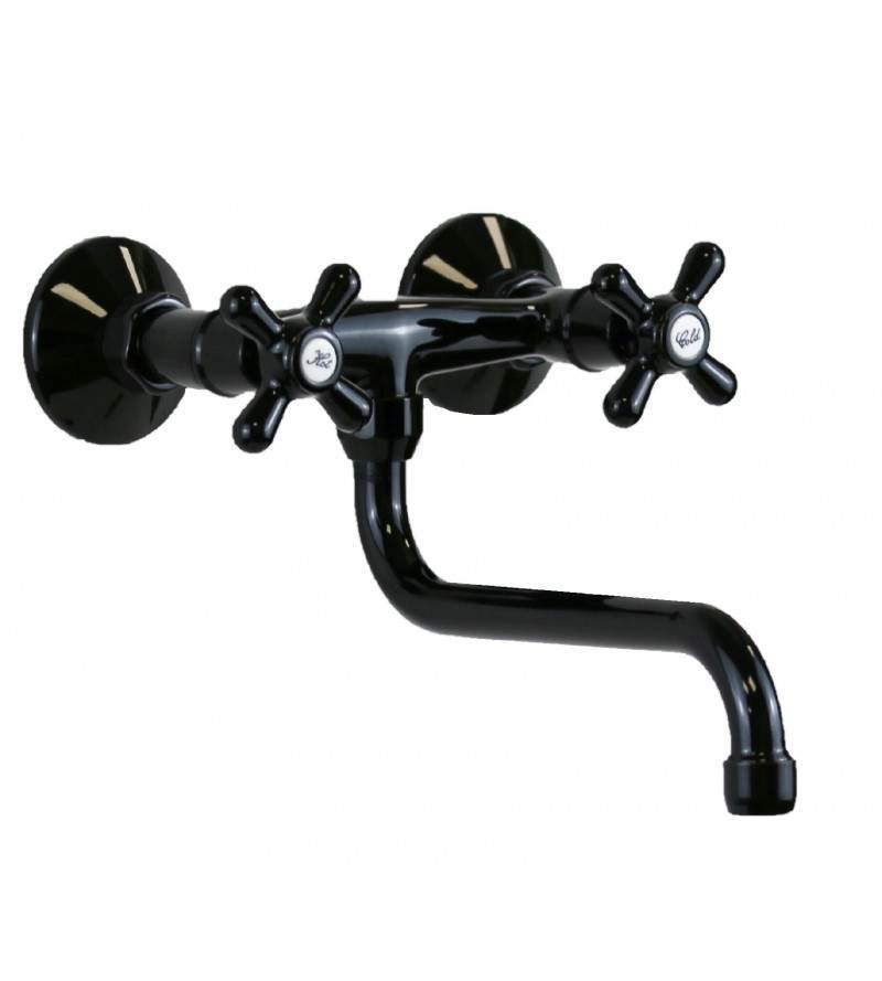 Wall-mounted kitchen sink faucet black color Gattoni 7550/RE0N