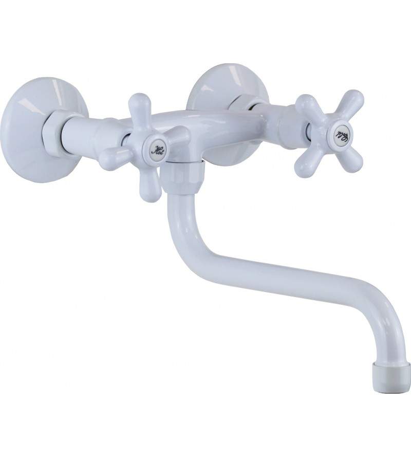 Wall-mounted kitchen sink faucet white color Gattoni 7550/RE01
