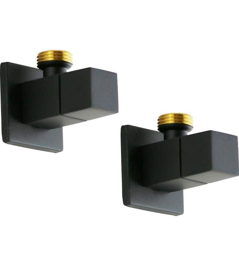 Pair of matt black square model angle valves Sphera