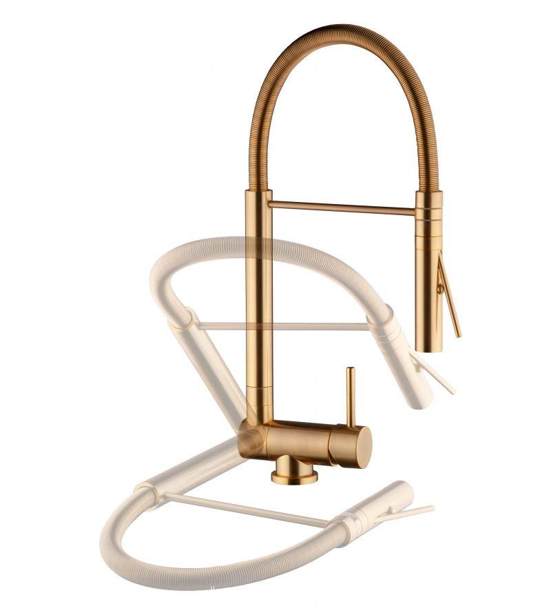 Kitchen mixer with folding spout in brushed gold color Nice 29034M1OS