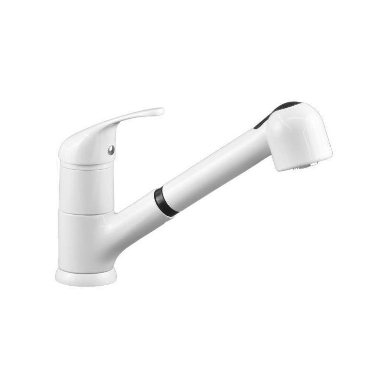 Monomando de lavabo blanco brillo con ducha extraible de doble chorro Gattoni Mercurio 0220/PC01