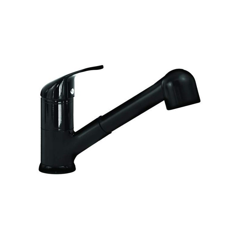 Glossy black kitchen sink mixer with double jet pull-out shower Gattoni Mercurio 0220/PC0N