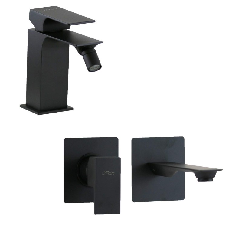 Wall-mounted washbasin mixer and bidet in matt black Paini Venti KITVENTI2NO