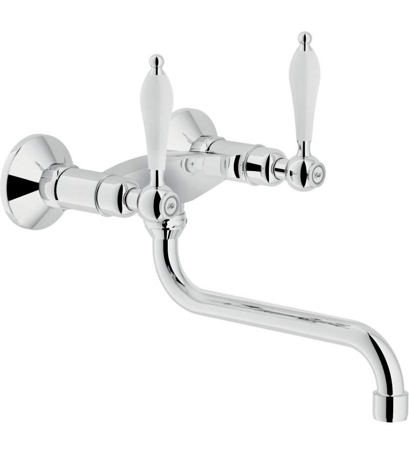 Wall mounted dual lever sink mixer with swivel spout Nobili Antica AT31003CR