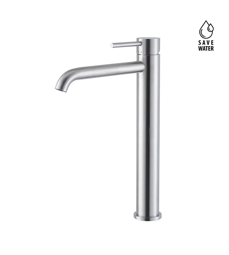 High countertop basin mixer without waste with long spout Newform X-STEEL 69615X