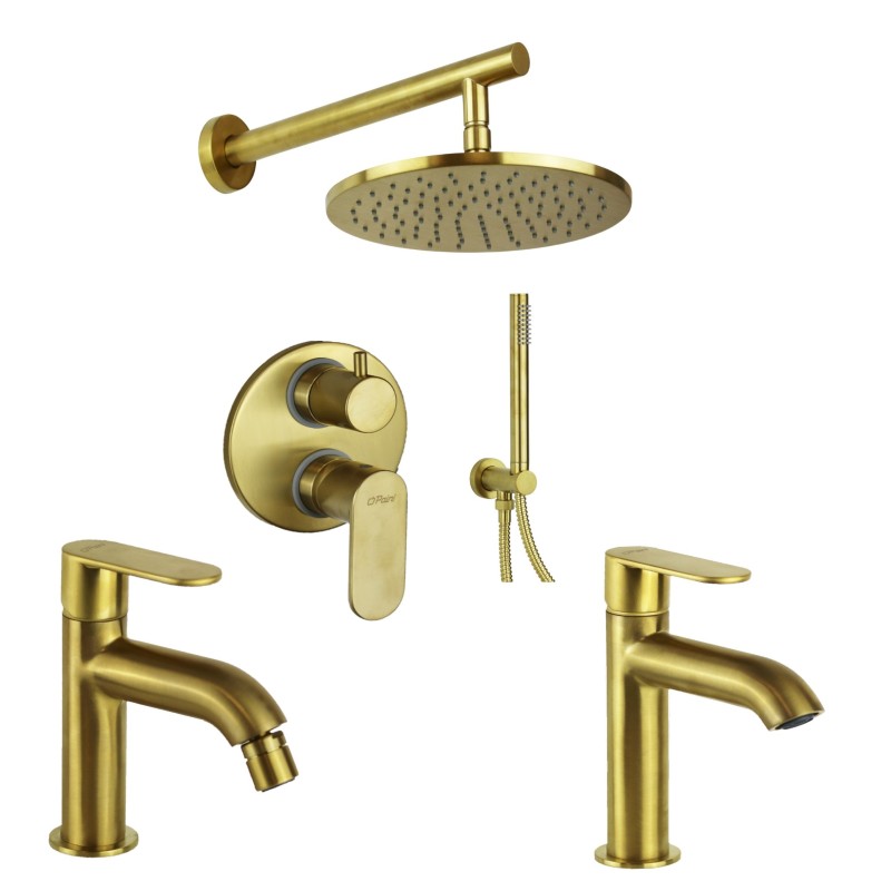 Brushed gold taps for complete bathroom Paini Domus KITDOM2