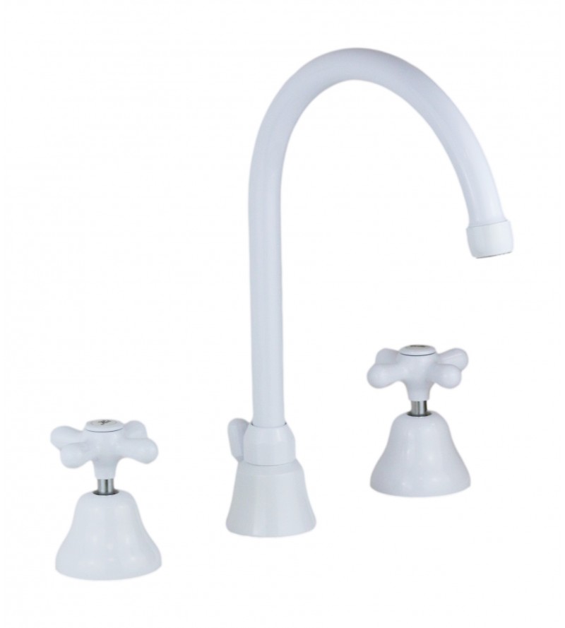 3-hole high spout basin tap in glossy white color Gattoni Calypso 110935001