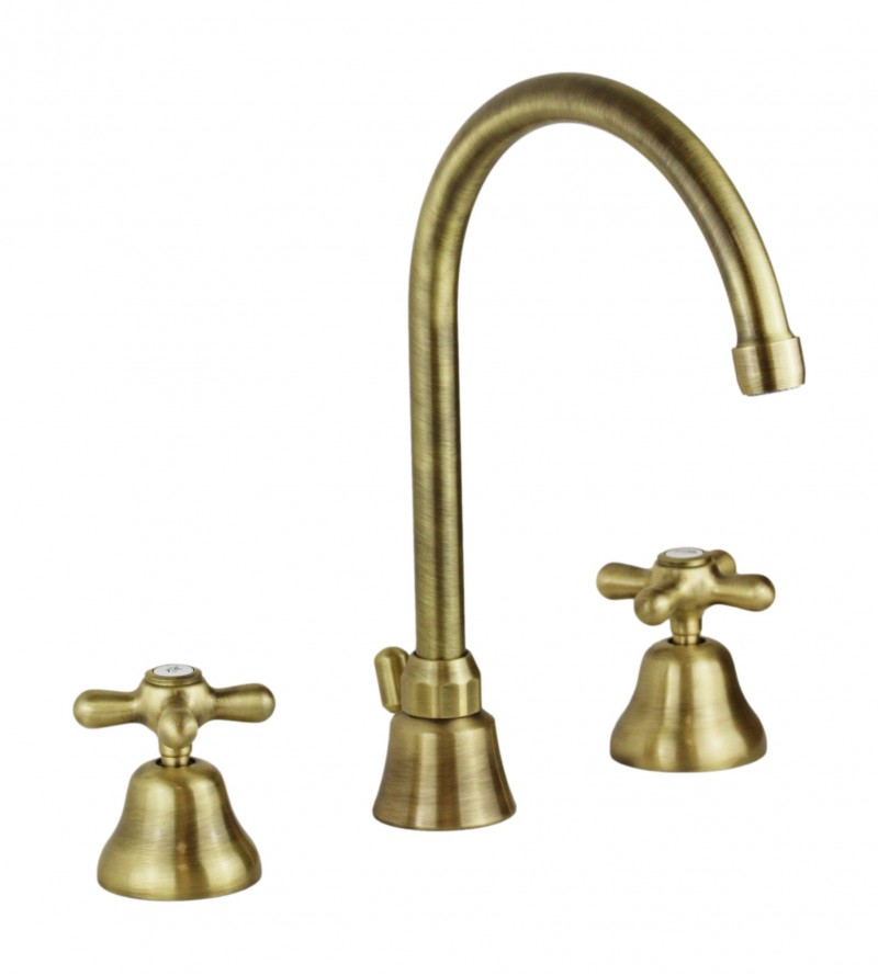 Grifo para lavabo de 3 orificios con caño alto en color bronce Gattoni Calypso 1109350V0