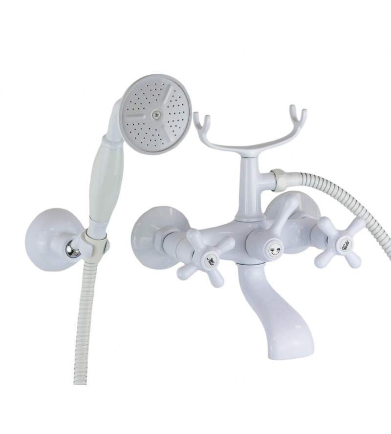 External bath group with shower set in glossy white color Gattoni Calypso 115015001