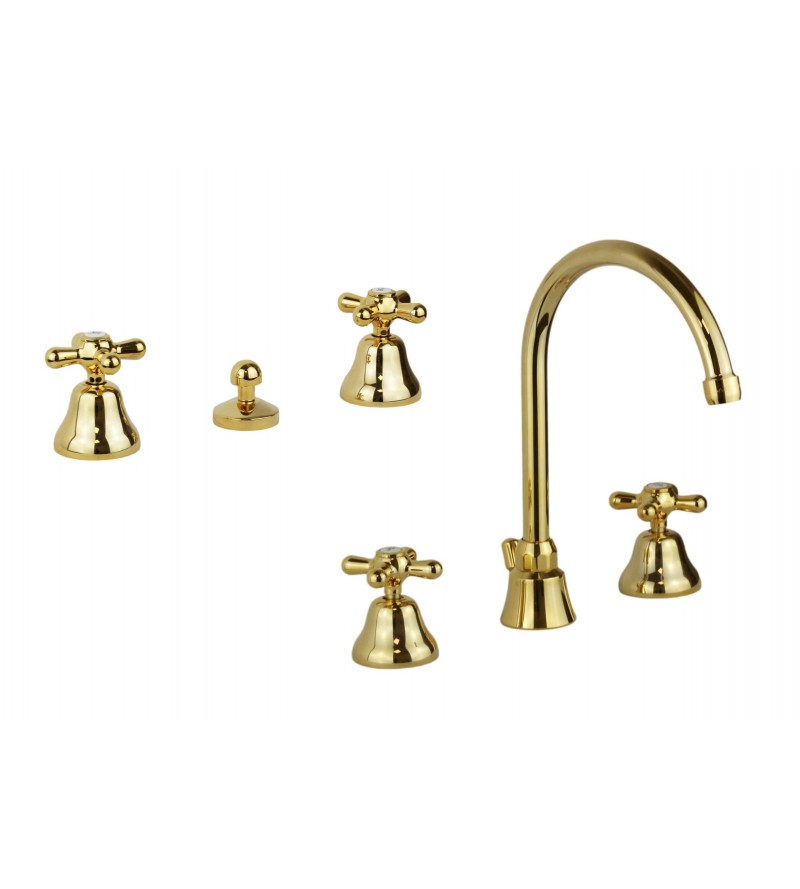 Set rubinetti tre fori in colore oro per ristrutturazione Gattoni Calypso KITCALY1DO