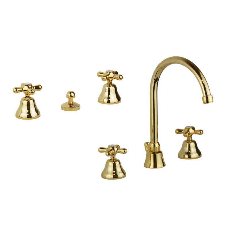 Three-hole tap set in gold color for renovation Gattoni Calypso KITCALY1DO