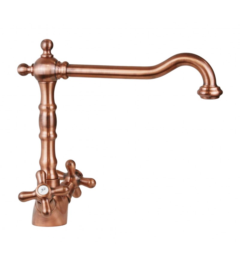 Baroque style kitchen sink mixer in copper color Gattoni Calypso 5691/RER0