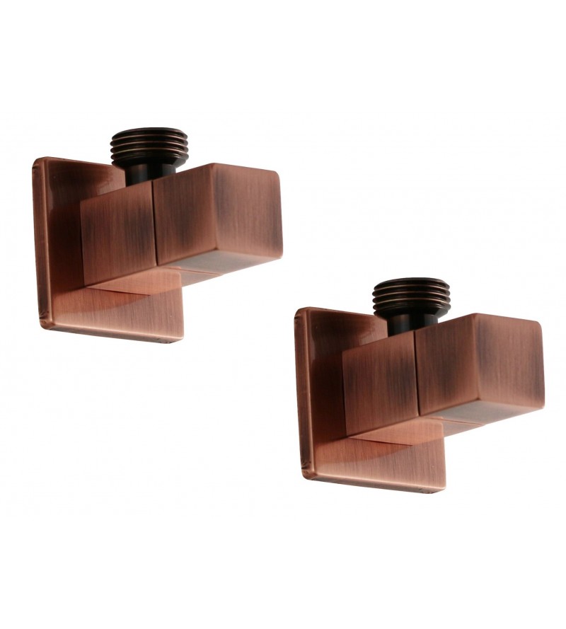 Pair of copper square model angle valves Sphera