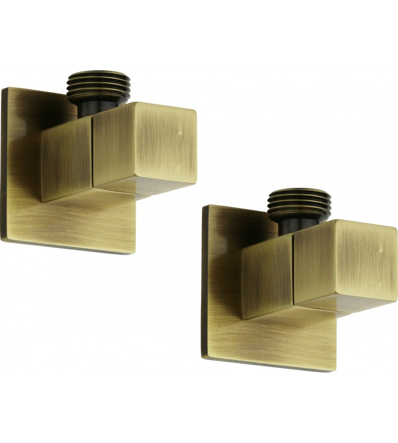 Pair of bronze color square model angle valves Sphera