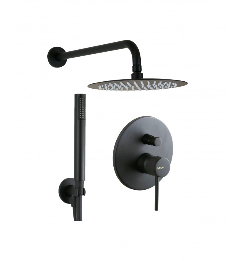 Shower set in matt black with luxury handle Gattoni BETA 2490/24NO