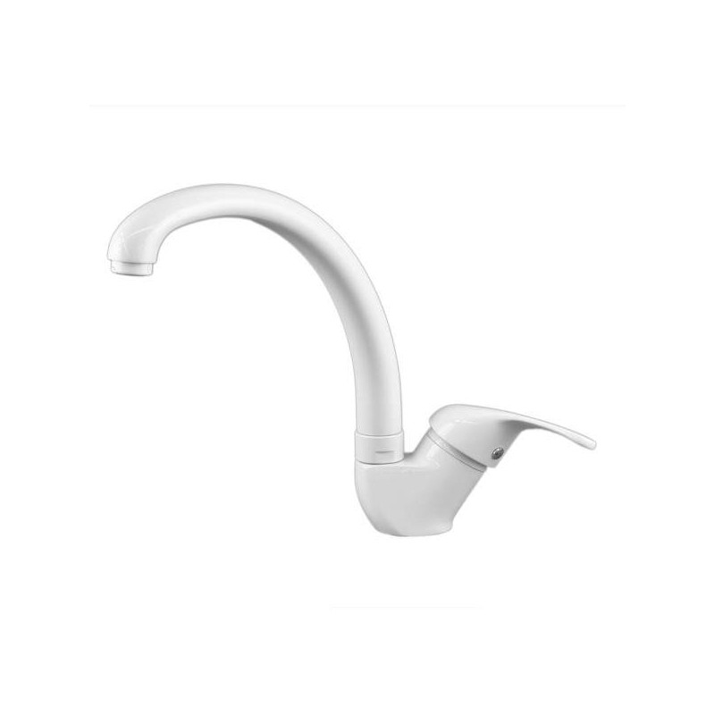 Traditional kitchen mixer with adjustable spout, glossy white color Gattoni Giove 0210/PC01