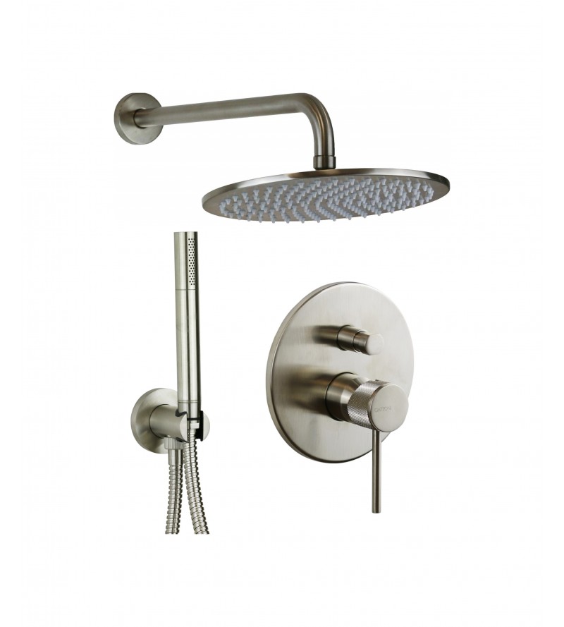 Shower set in brushed steel color with luxury handle Gattoni BETA 2490/24NS