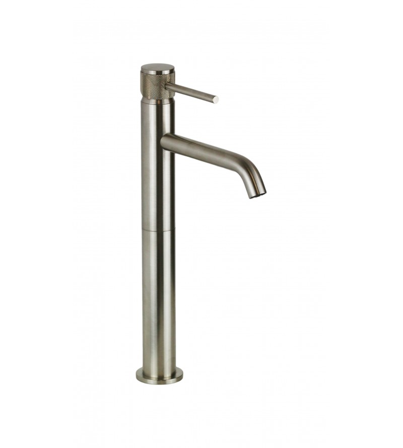Tall washbasin mixer in brushed steel color with luxury handle Gattoni BETA 2484/24NS