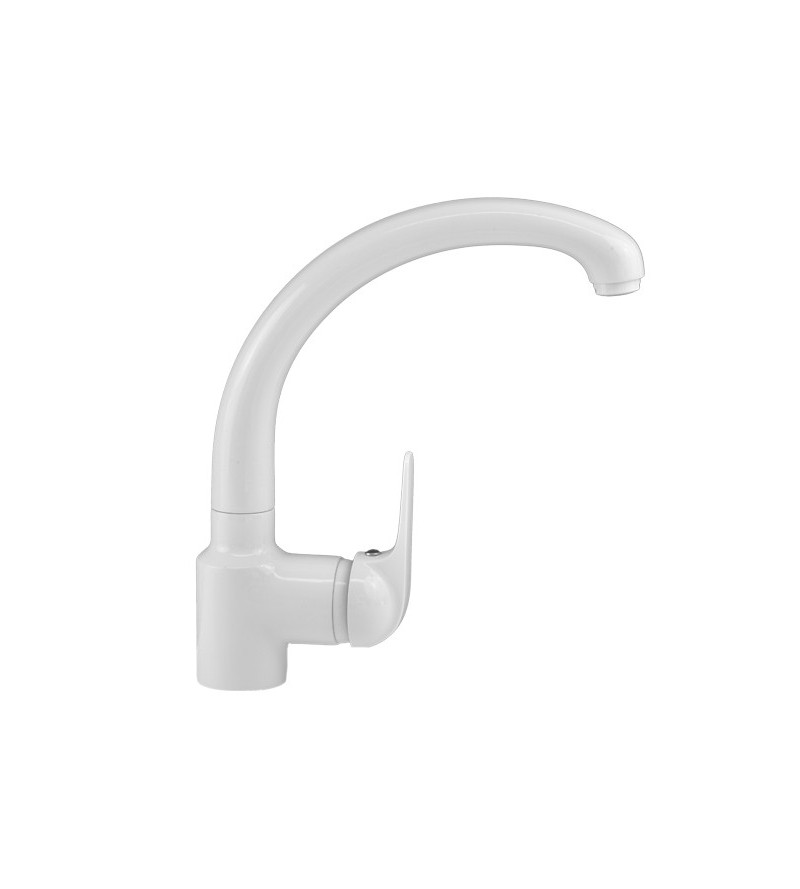 Kitchen sink mixer with adjustable spout, glossy white color Gattoni Saturno 0300/PC01