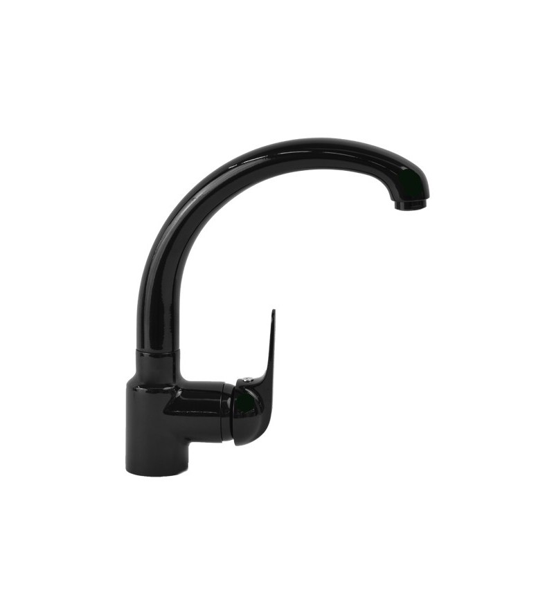 Kitchen sink mixer with adjustable spout, glossy black color Gattoni Saturno 0300/PC0N